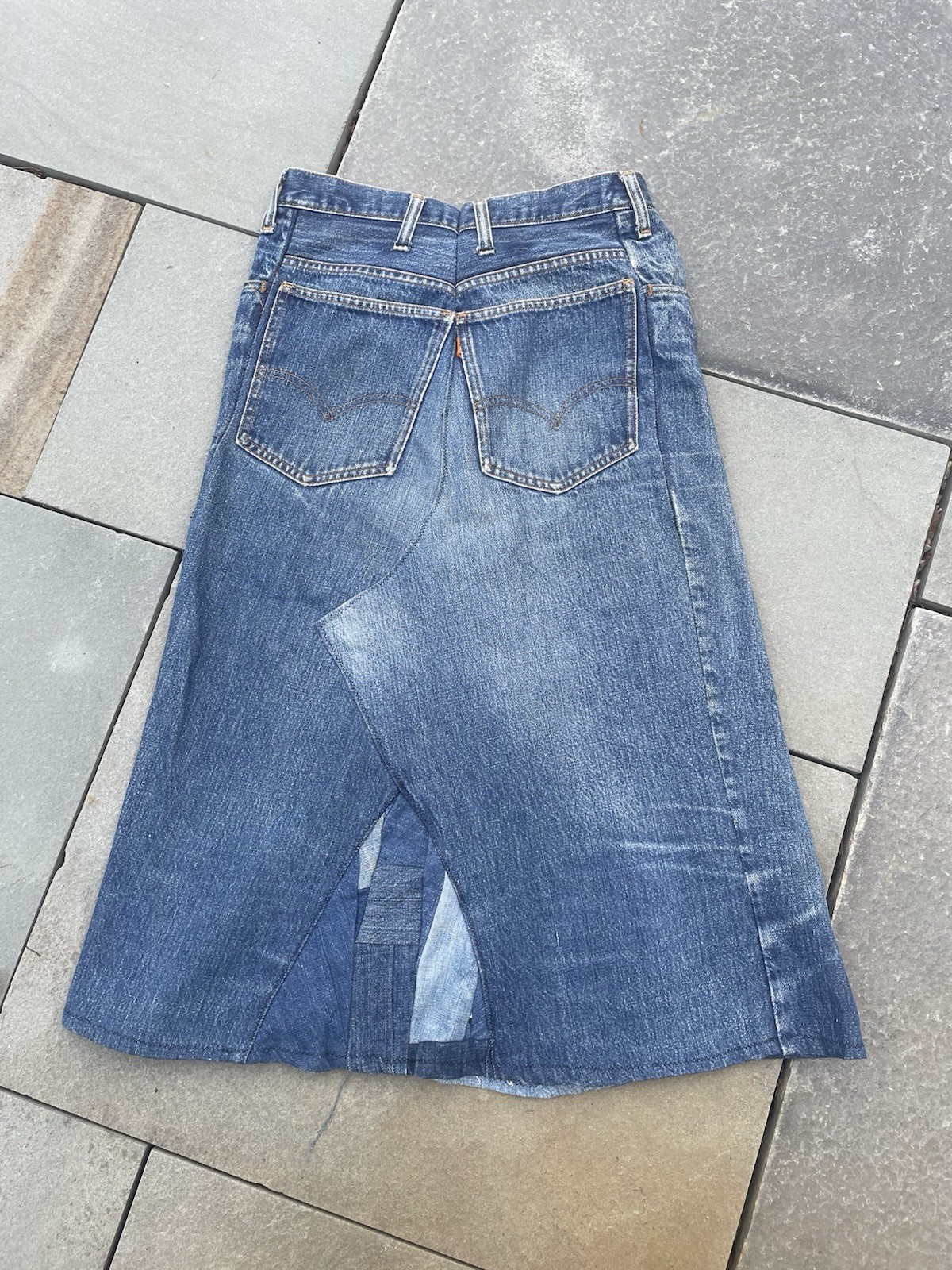 Vintage 1970s Orange Tab Levi’s Big E Custom Jean Skirt Selvedge Denim USA READ