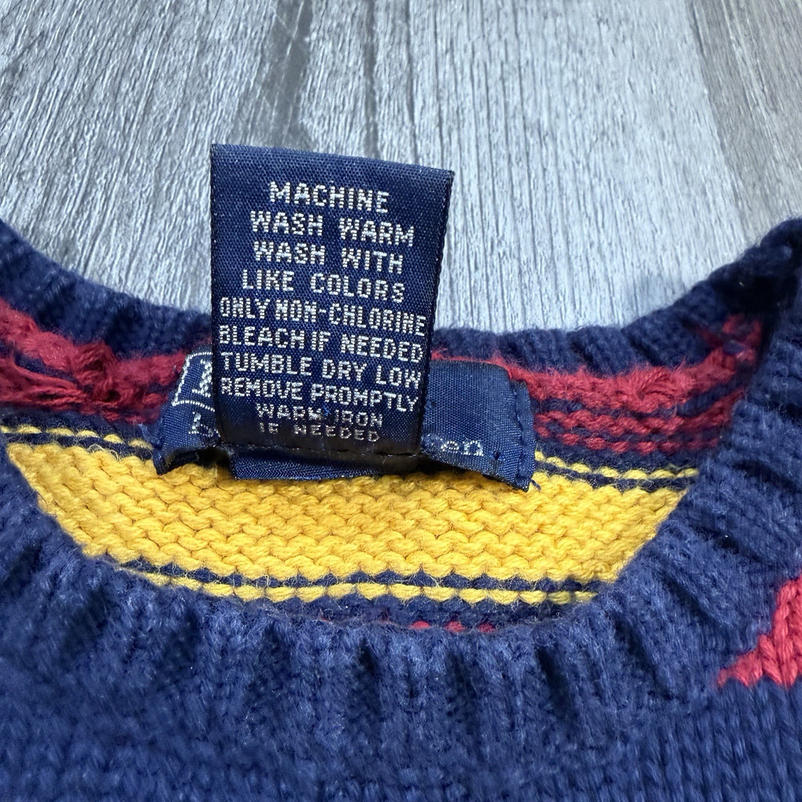 Vintage 90s Polo Ralph Lauren Striped Cotton Sweater Navy Red Yellow Youth M