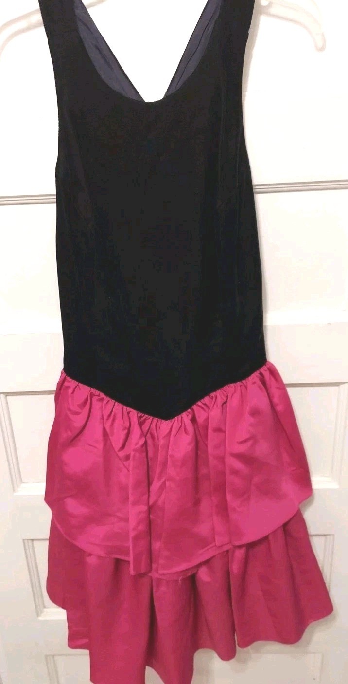 Nwts Vtg Gunne Sax Jr/ Ladies Size 11 Black Velvet & Pink Satin Dress