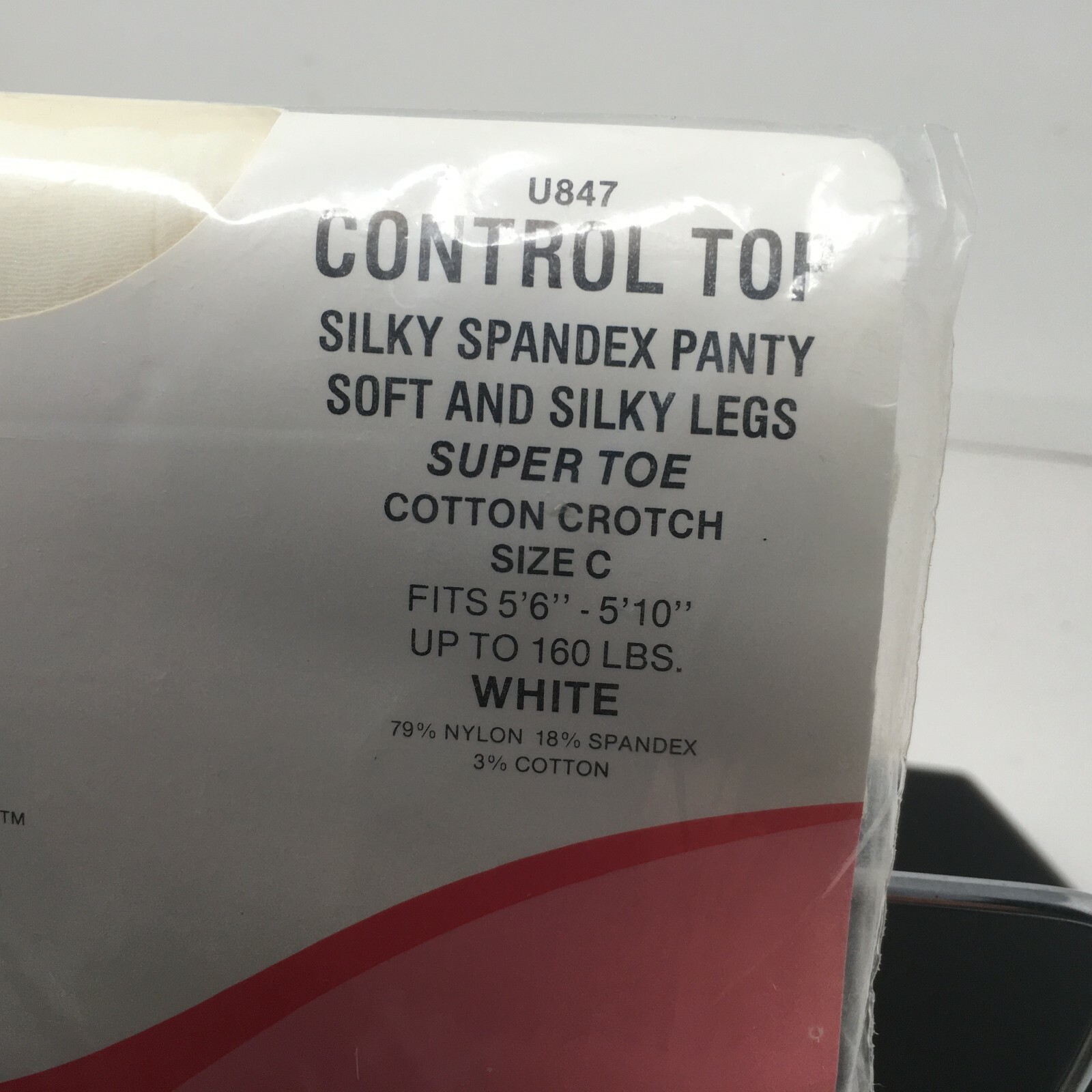 New NOS Vintage Park Ave Pantyhose sz C White Nylon 1990s Control Top Spandex
