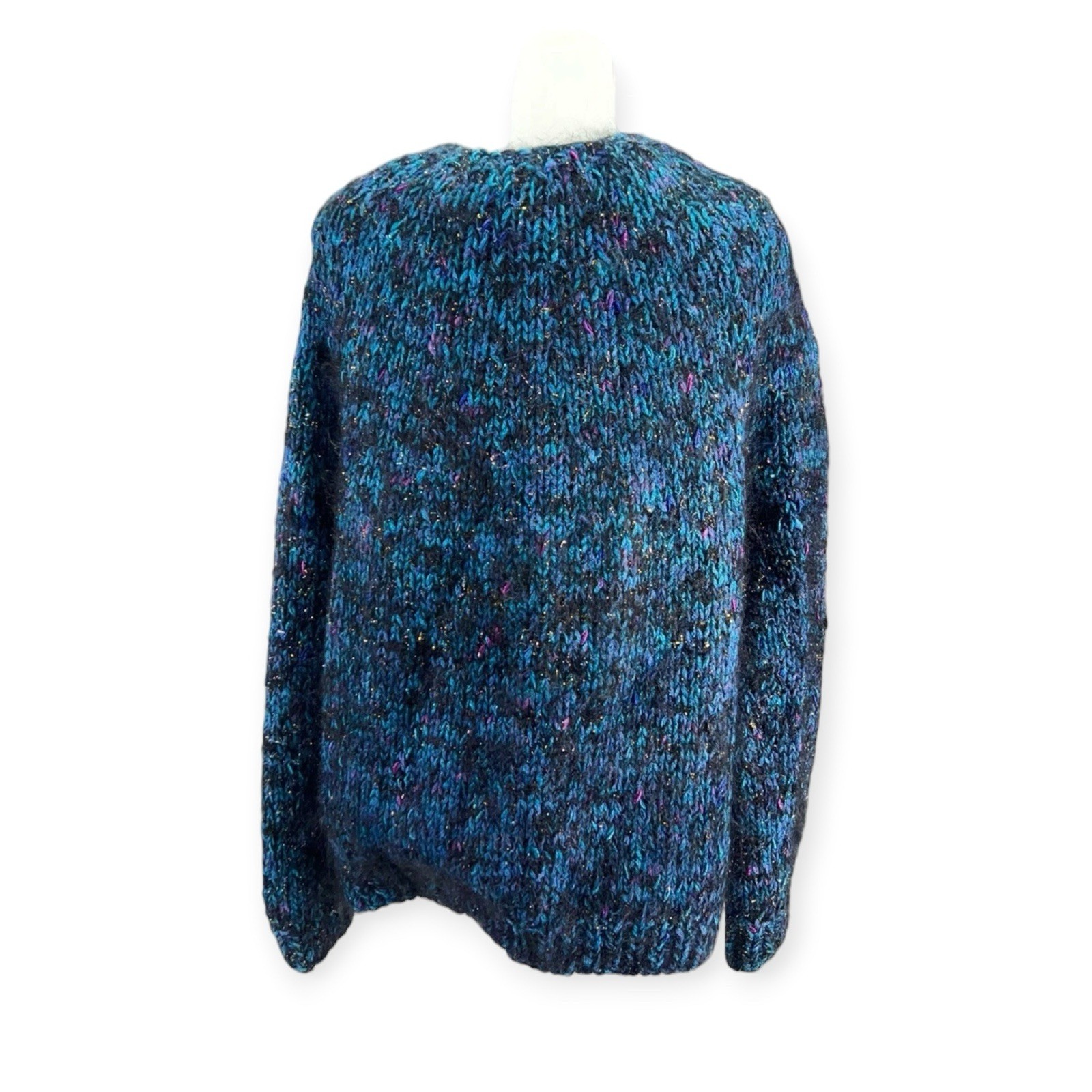 VTG GLITTER WOOL MOHAIR SWEATER LINED JACKET MOD AVANT GARDE FUZZY SHAG NEW WAVE