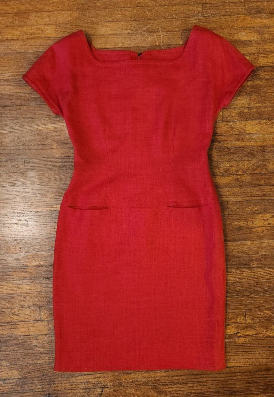 Carolyne Roehm Bergdorf Goodman Red Vintage 1950s-1960s Size 10 dress