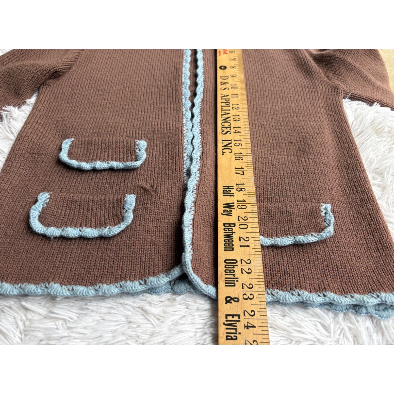 Vintage 60s 3 Piece Knit Skirt Suit Brown Blue Cardigan Shell Mod Jackie O