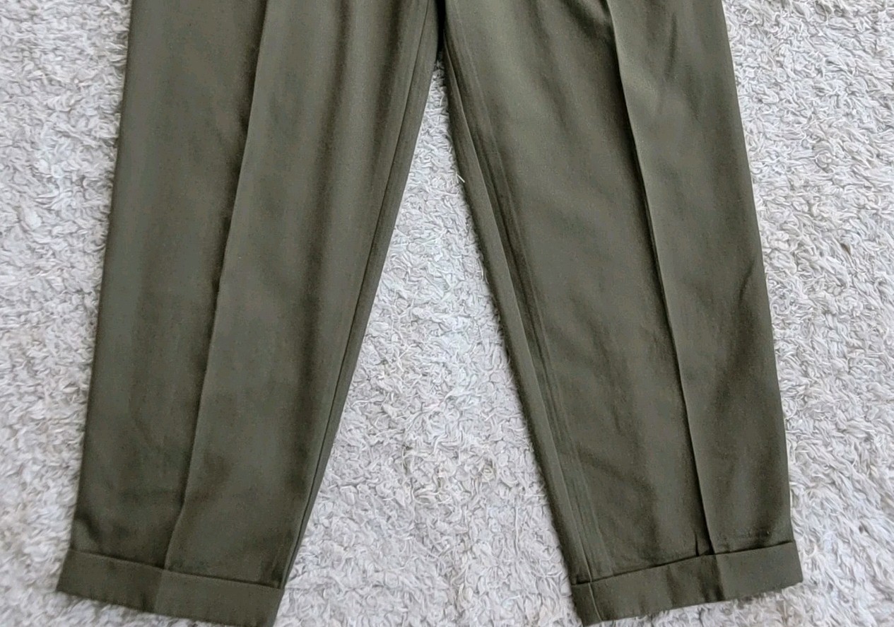 VTG Together Spiegel Olive Green Cuffed Pleated High Waist Pants 90s Wmn’s 27×30
