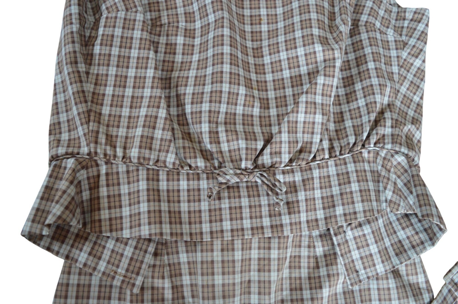Vintage 60s Patty Woodard Brown Plaid Belted Skirt Set Juniors Size Small Coquet
