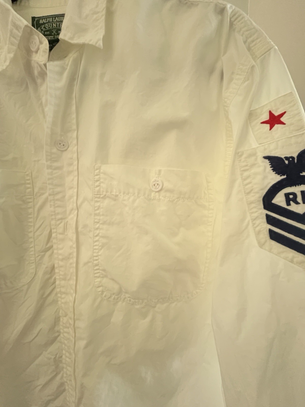 Vintage Ralph Lauren Country M White Button Down Military Shirt Women’s 89-92’