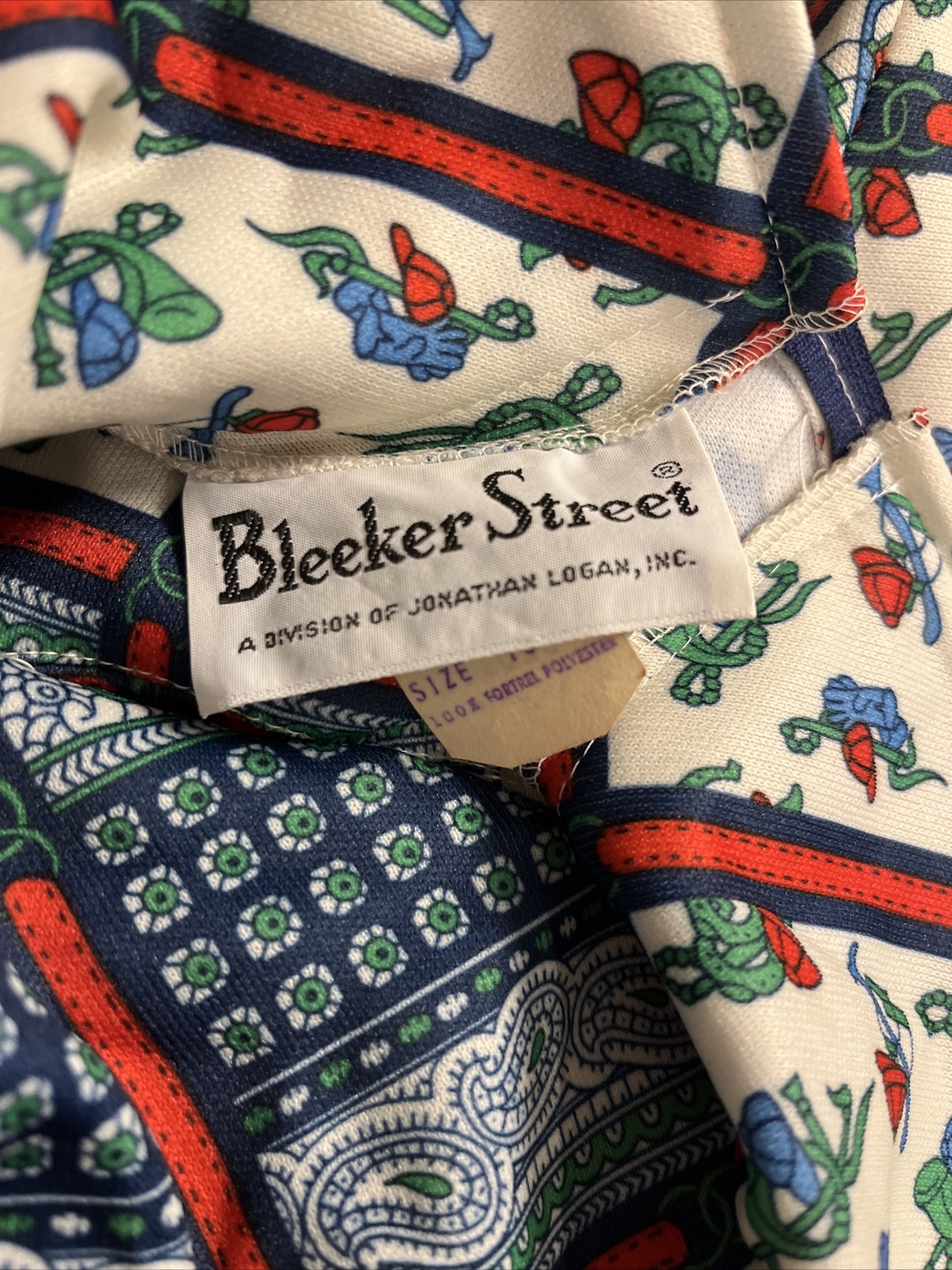 Vtg 60s 70s Bleeker Street Dress Retro Large NWT Woodward & Lothrop equestrian