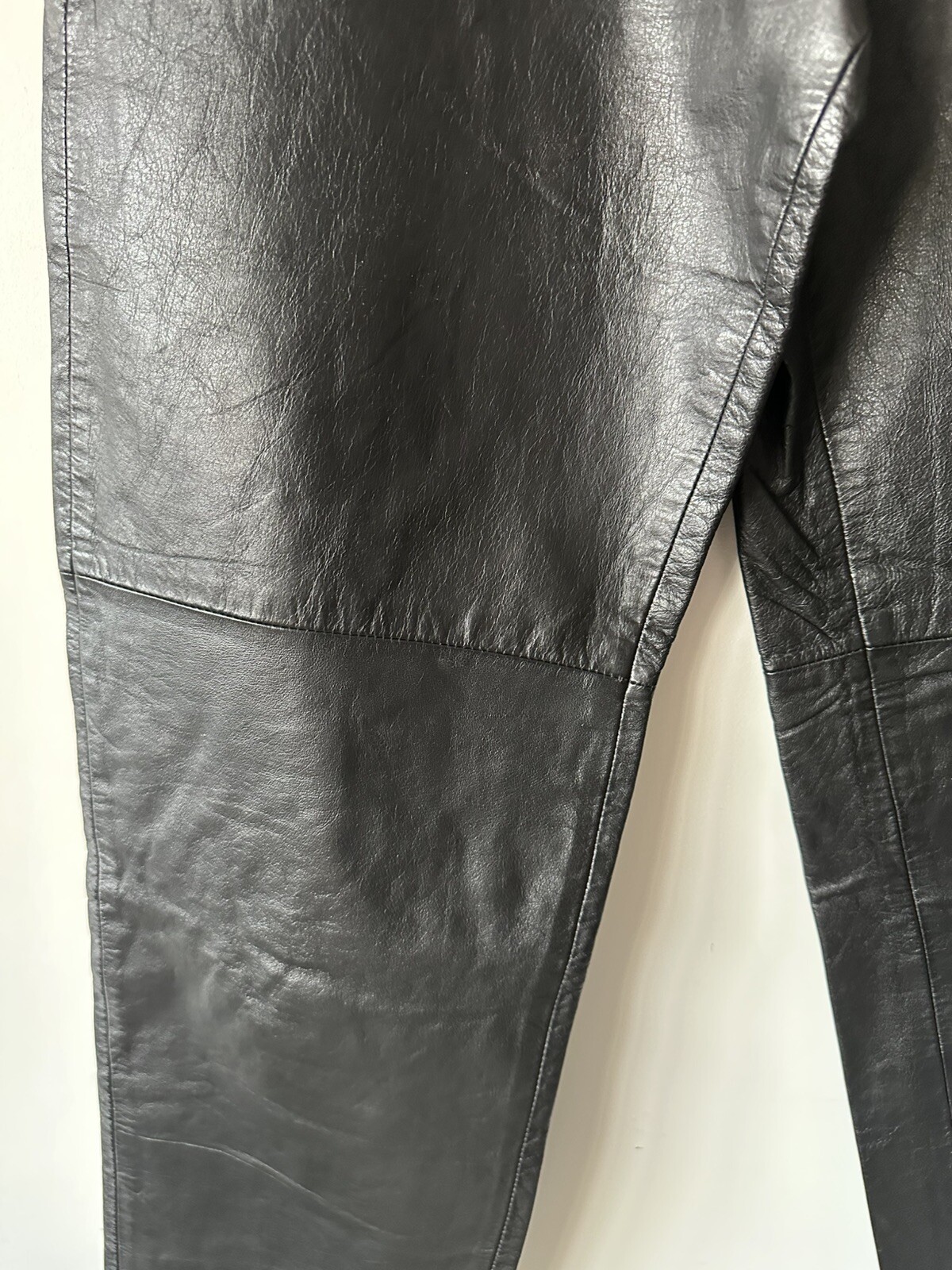 Vintage Avanti Black Leather Pants High Waist Tapered Leg 1980s 23 1/2” Waist