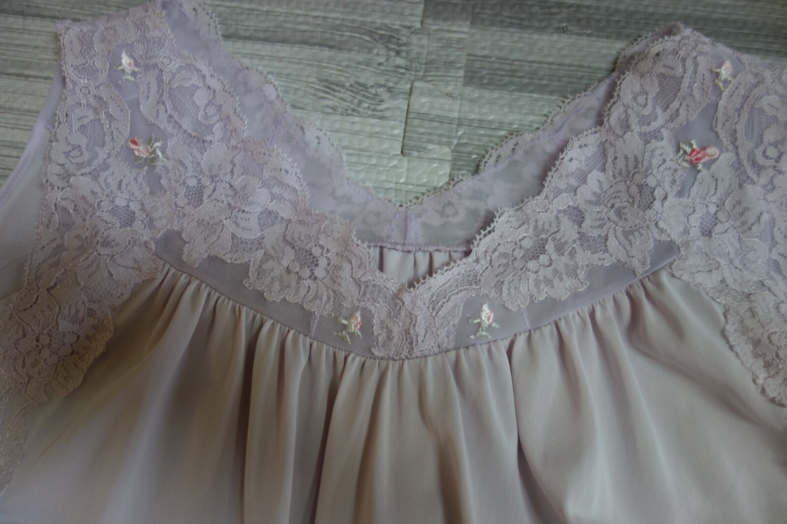 Vintage Shadowline Nylon Silky Feel Nightie Lilac Altered Size Small *Altered