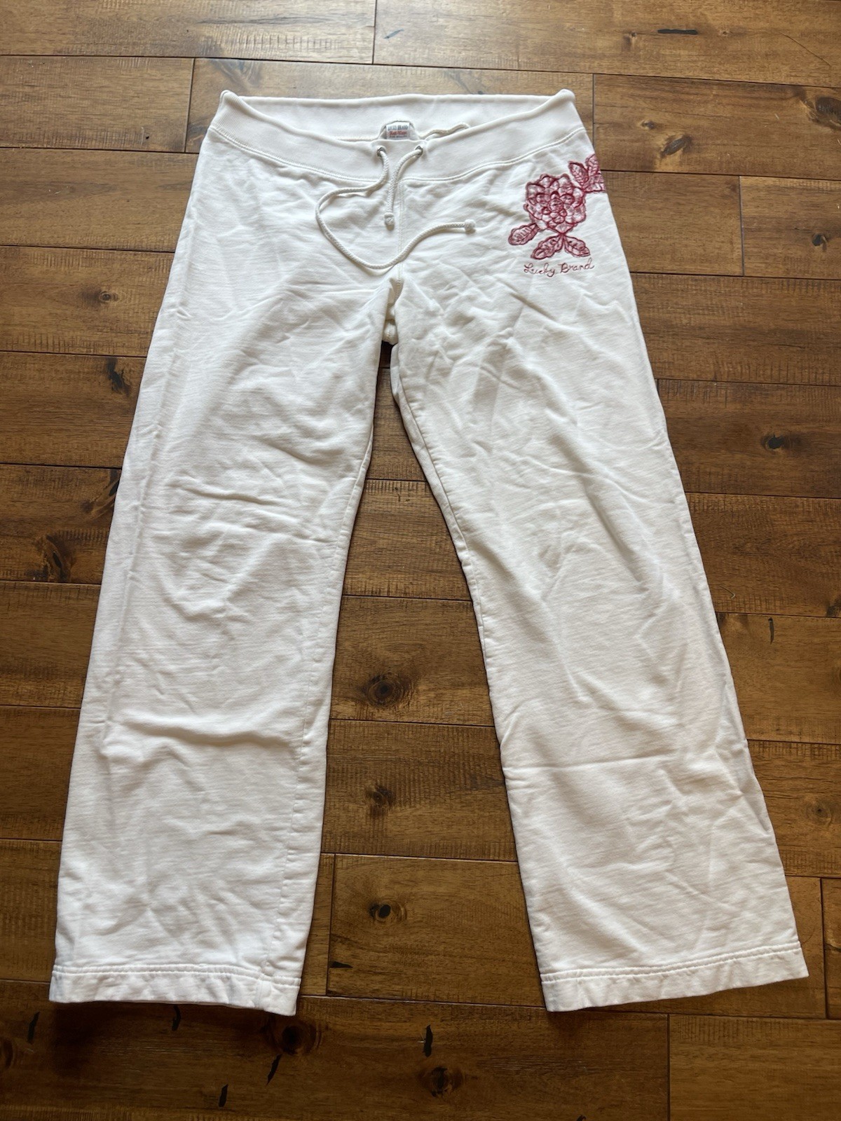 Vintage Lucky Brand Knit-Wear Women’s Sweatpants 100% Cotton Wide Leg Drawstring