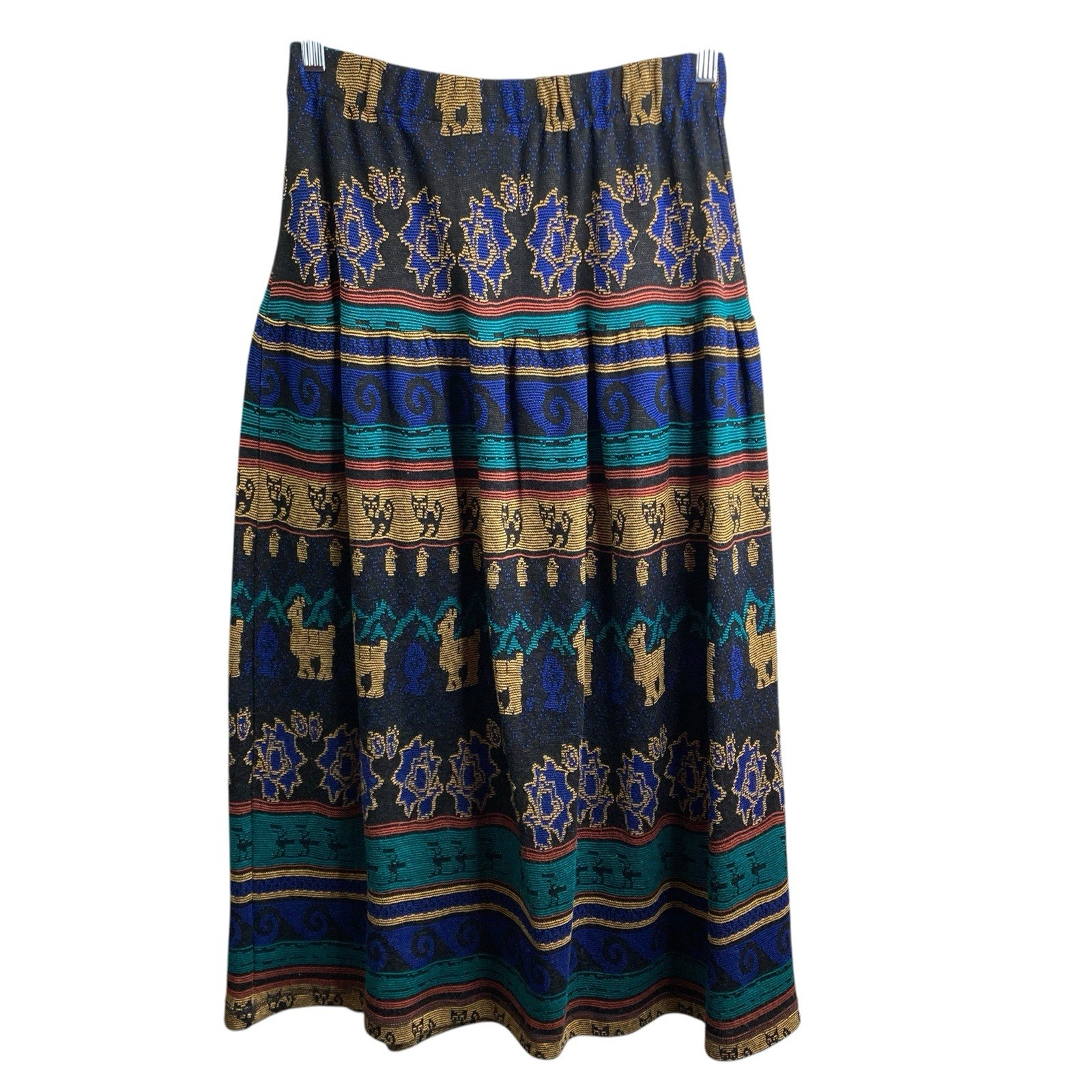 VTG 80s Melrose Knits By Christian De Castelnau Aztec Vest Skirt Set Size S/M