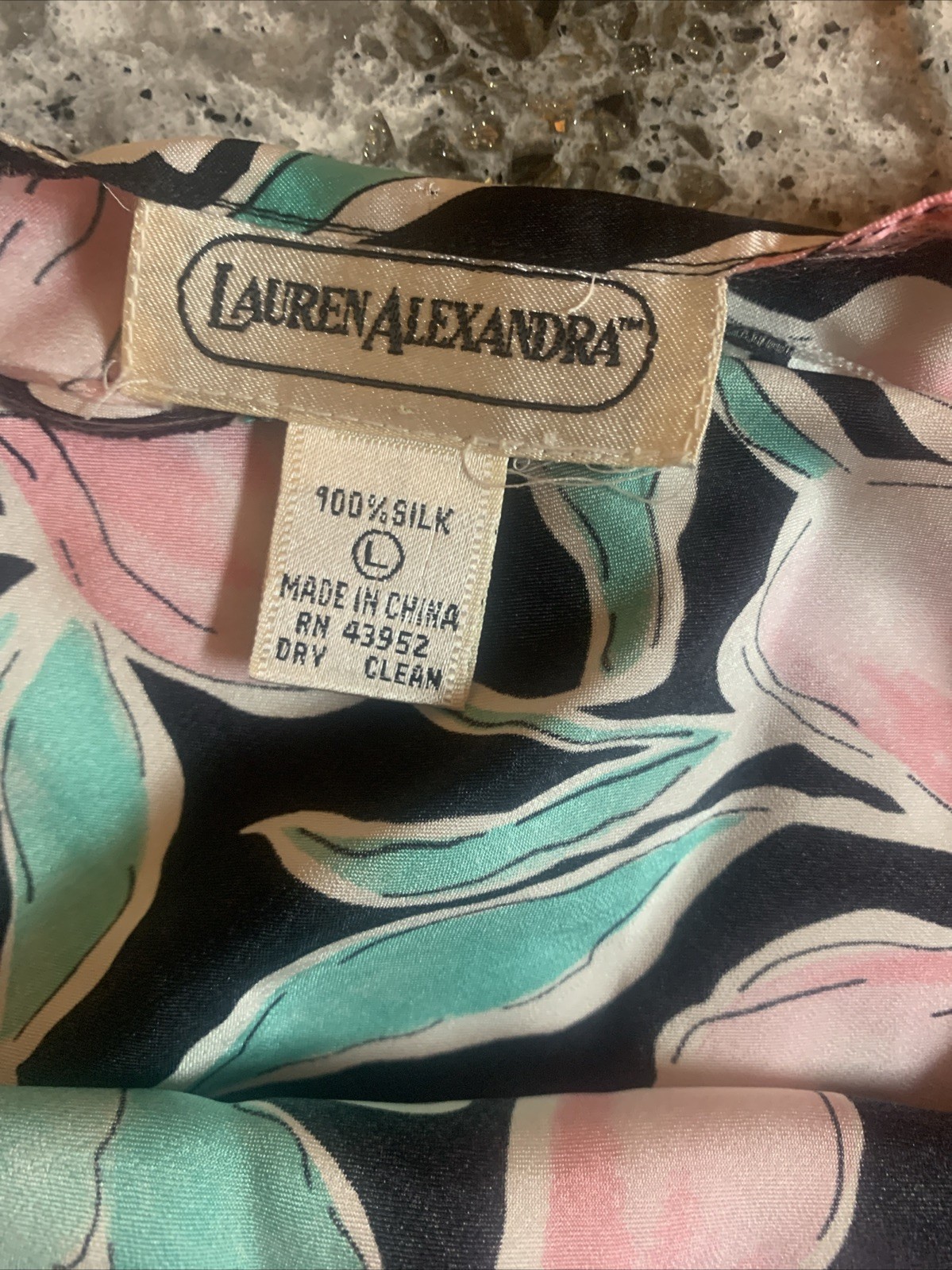 NWT Lauren Alexandra vintage 100% Silk camisole lingerie Size L Tulips Colorful