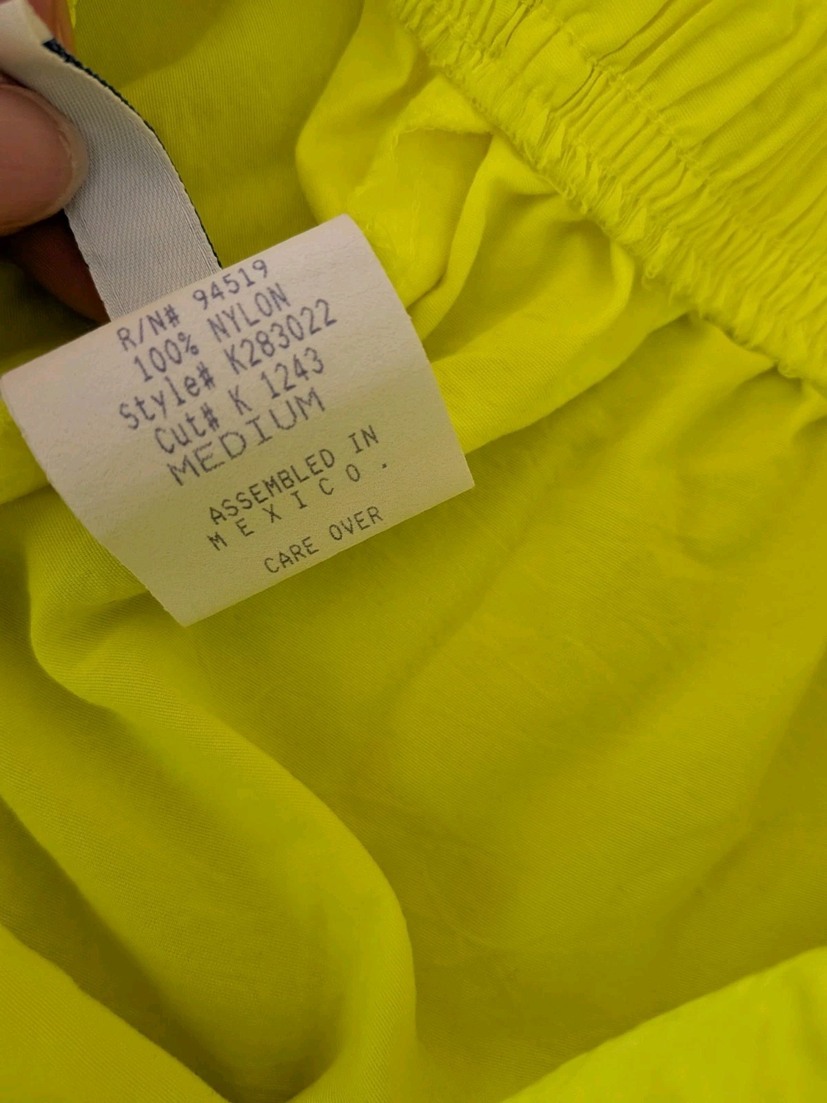 Vintage 90s Kathy Ireland Neon Yellow lace up front board shorts nylon M surf
