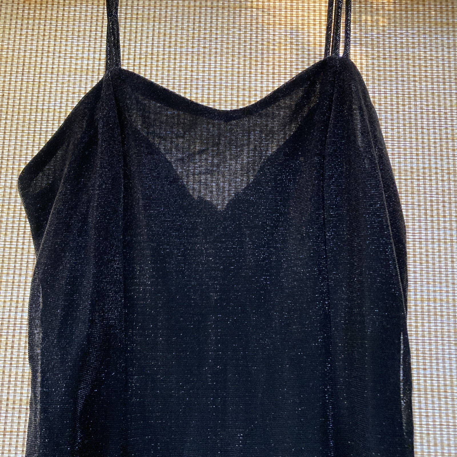 Vtg Jay Jacobs Mini Formal Dress XS-S Black Spaghetti Strap Stretch V-Neck Read!