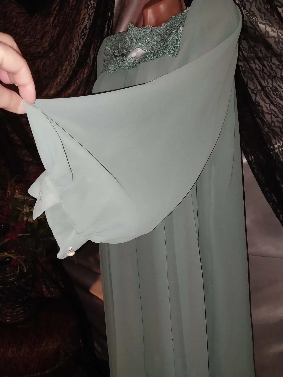 VTG Chez Ethel Cain Esque Pleats Opaque PleatS Grunge Babydoll Flare Embrd Dress