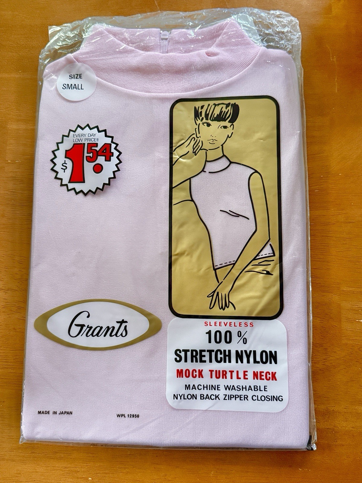 Vintage 1960s SM Mod Shell Top WT Grant Sleeveless Zip Mock Neck Deadstock NOS