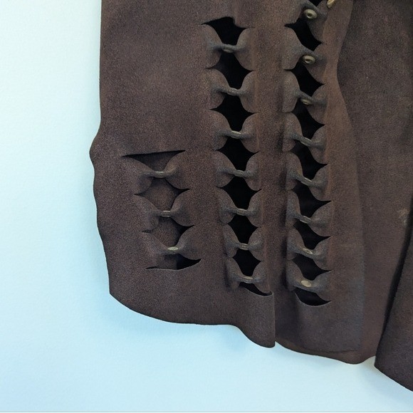 Vintage 70s Brown Suede Textured Vest Boho Festival