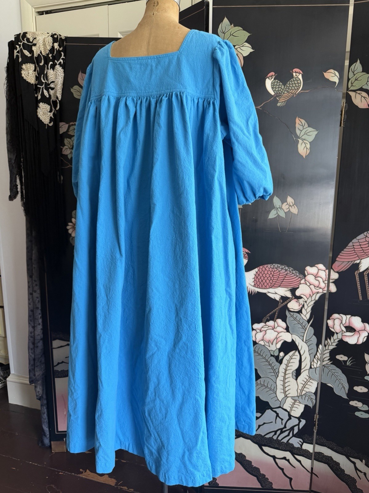 Vintage The Tog Shop Dress Ocean Blue Cotton Muumuu Cruisewear One Size