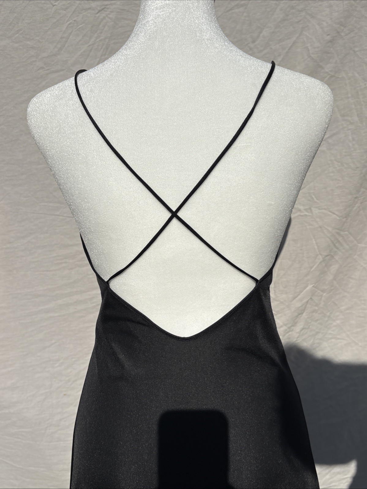 VTG 70s JCPenney Black Lace Maxi Nightgown S 8-10 Union Made USA Open Back