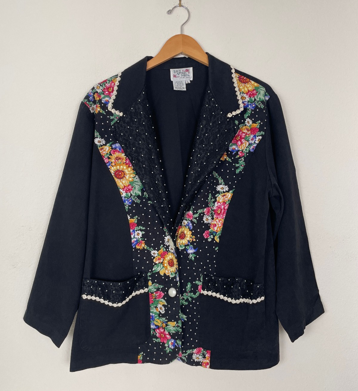Vtg 80s 90s LACY AFTERNOON Jacket Mary Engelbreit Style Embellished Cottagecore