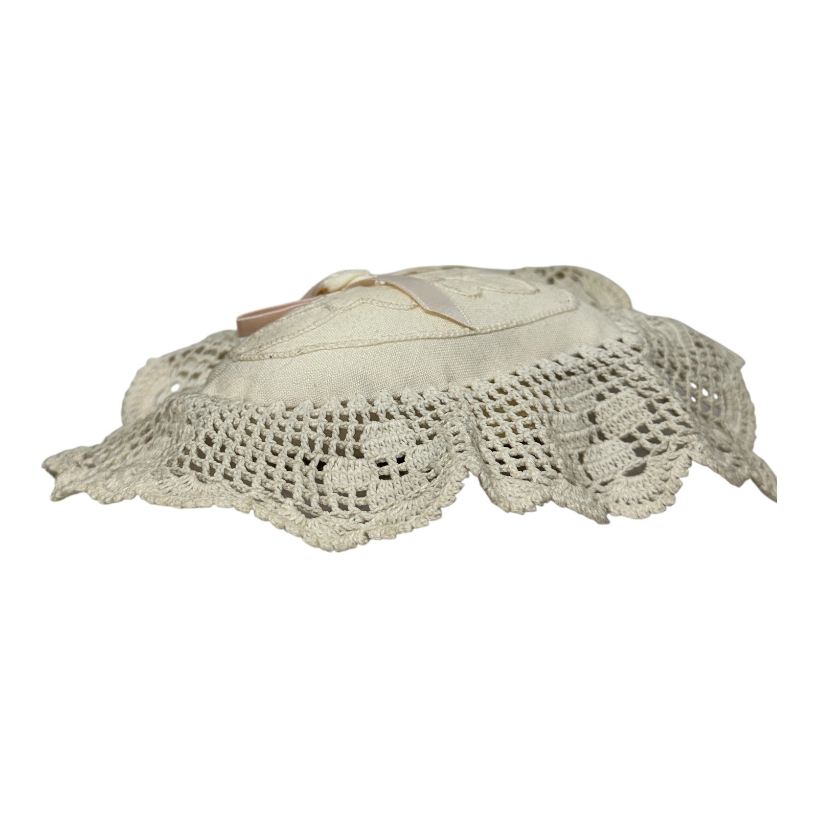 Vintage Victoria’s Secret Crochet Lace Heart Sachet Pillow Ornament 7.5″ RARE