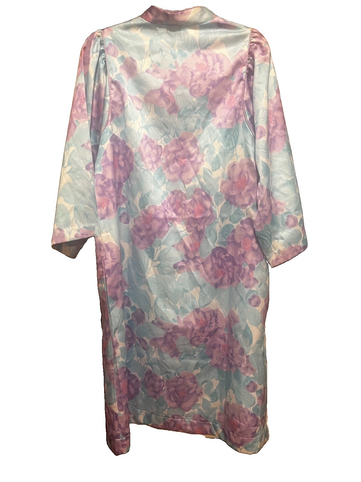 Vintage Evelyn Pearson For Lord & Taylor Floral Zip Front Long Night Gown Size L