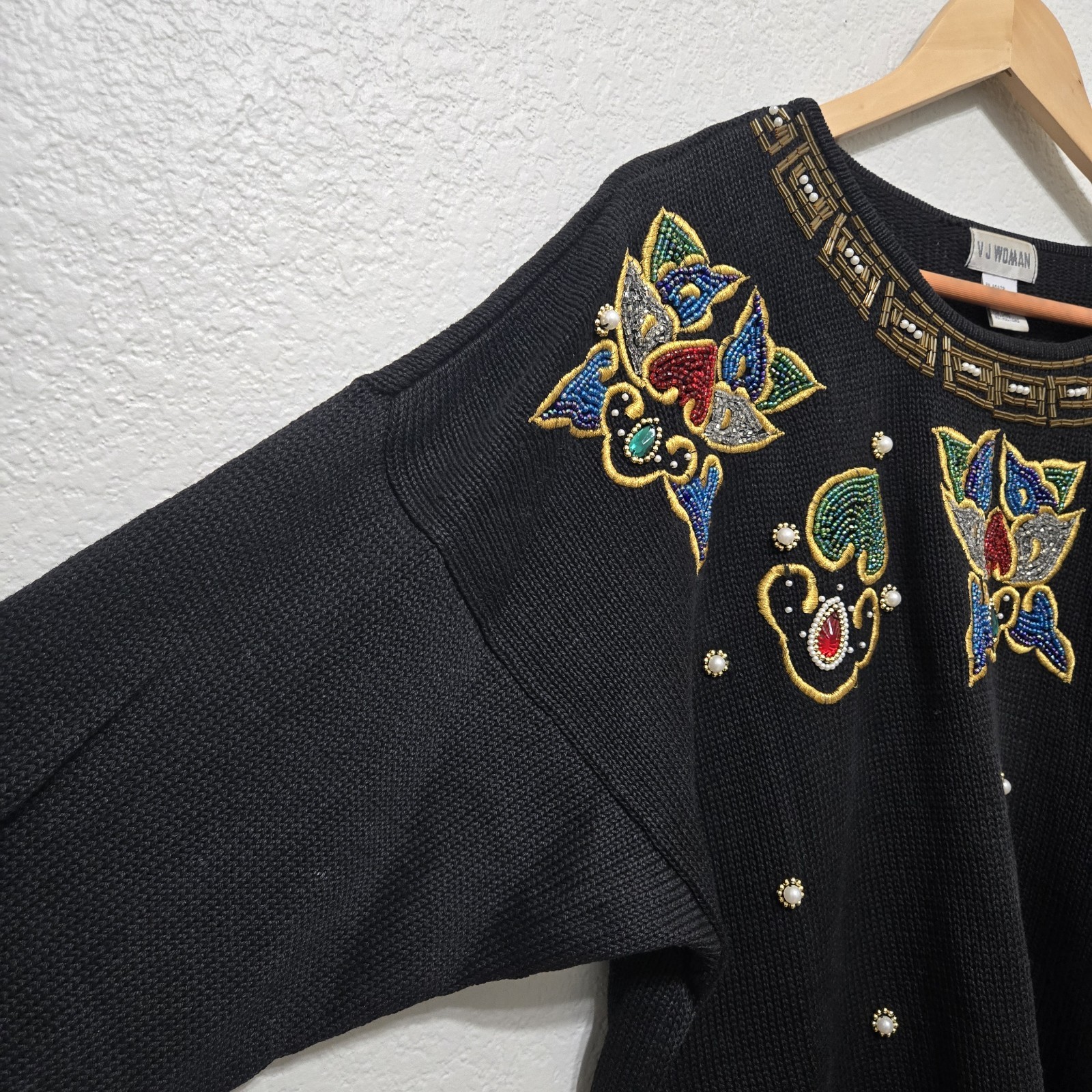 Vintage V J Woman Beaded Sweater Size 1X