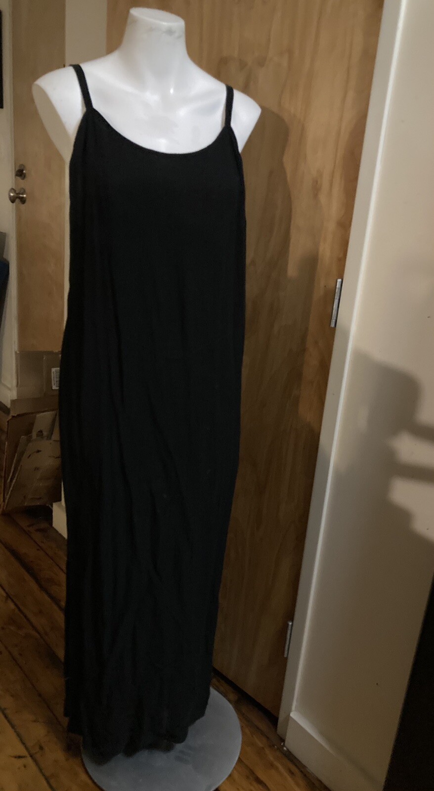 Vanessa Bruno Paris Vintage Long Black Slip Dress Sz 40/8 Super-low back!