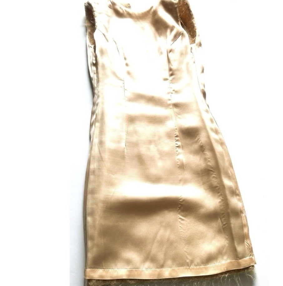 Plein Sud Rare Vintage Fuzzy Mohair/Wool Cream Sheath Dress F 36 US 4 Lined