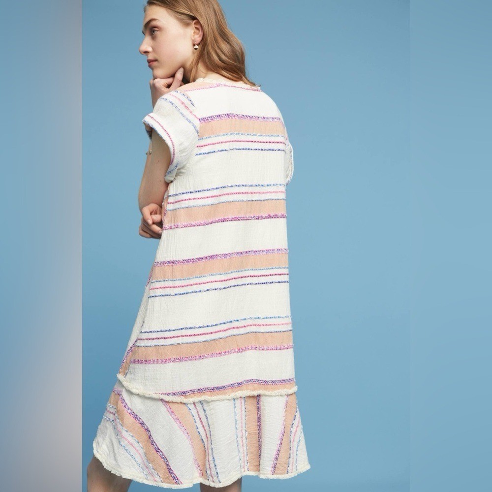 Anthropologie Holding Horses Elira Striped Dress Gauze Boho Mini Dress Size XS