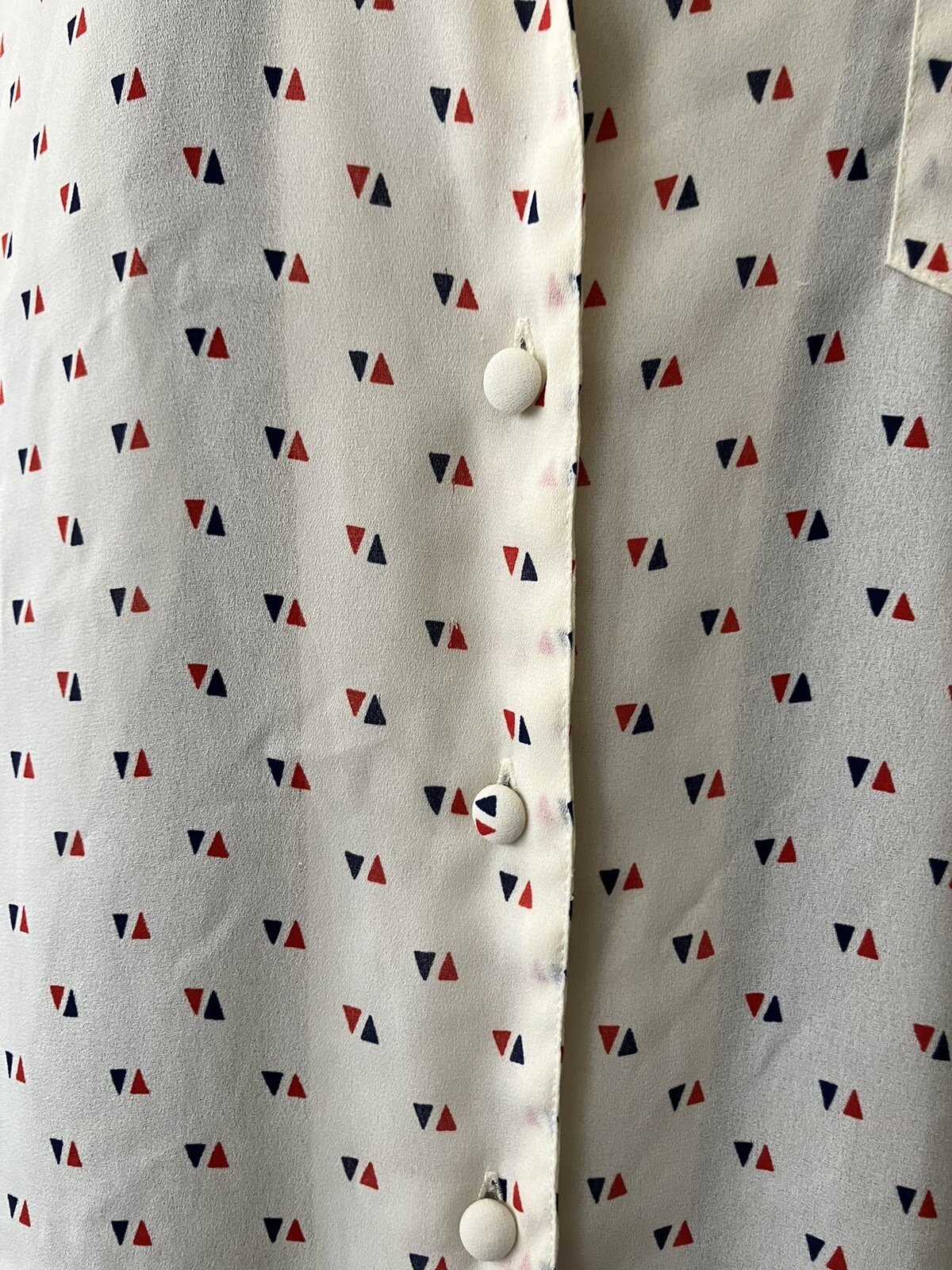 Vintage ’80s Laura & Jayne Short Sleeve Button Down Blouse Sheer Geometric Large