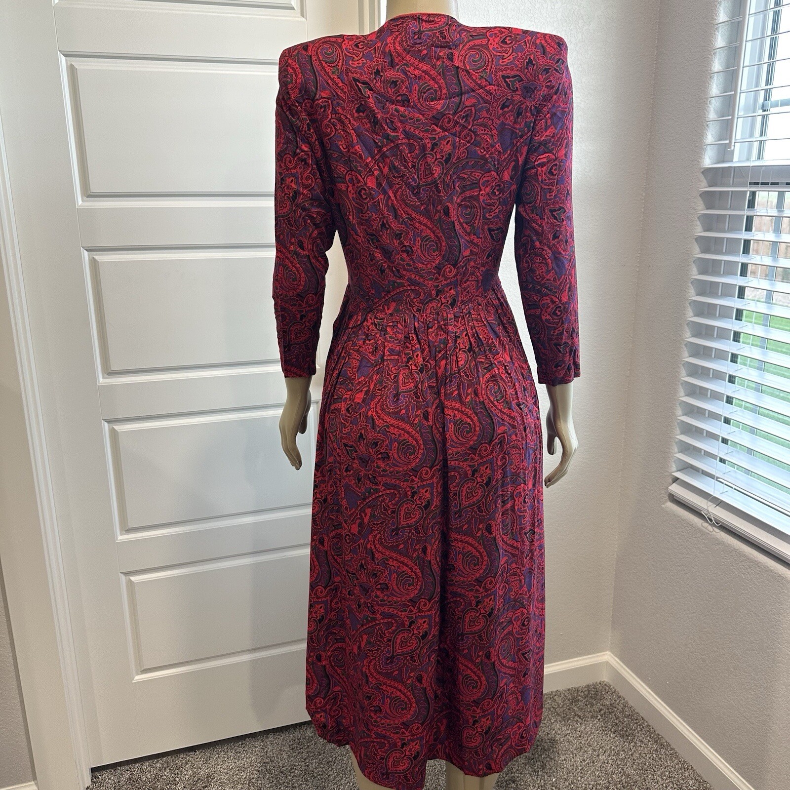 Vintage S.G. Gilbert 80’s Dress Sz 6 Pockets Paisley Fit & Flare Bold Feminine