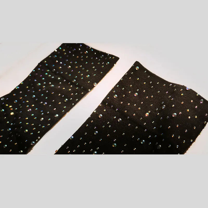 Autumn Hot Diamond Medium Thick Opaque Color Black and White Knee Shining