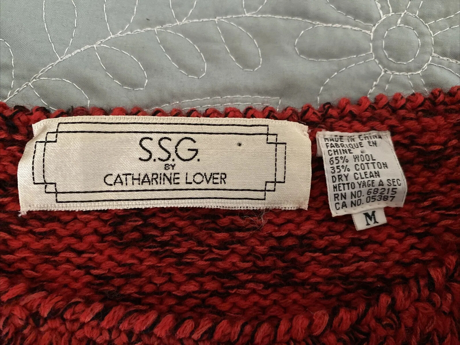 S.S.G. Catharine Lover size M Red wool/cotton retro 80s Vtg Sweater