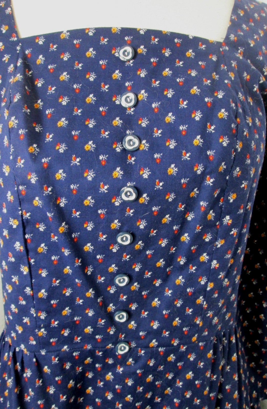 Vintage Handmade 70s Maxi Dress Size M/L Ditty Floral Square Neck Prairie