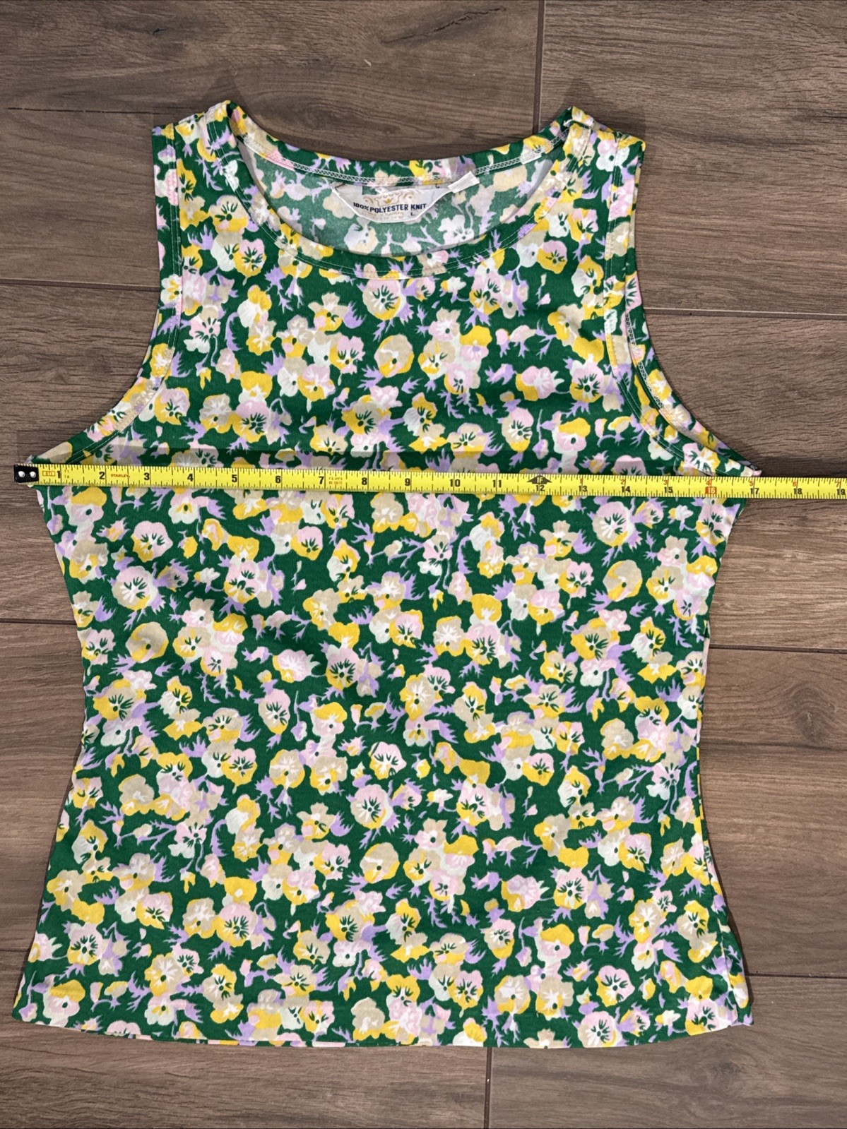 Vintage 1970s Polyester Tank Top Maximalism Flower Power Print Women’s XS/S