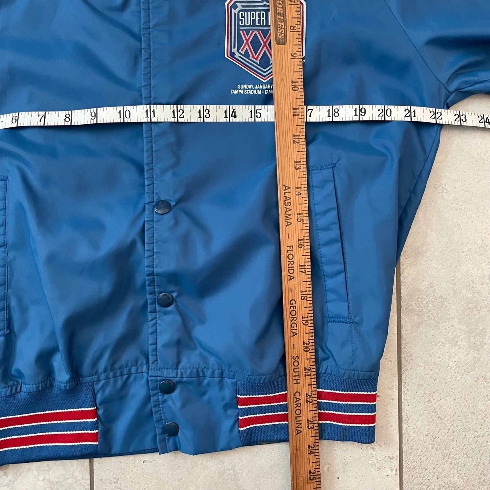 Vintage 1991 Tampa Florida Super Bowl Letterman Jacket Blue Size M Unisex