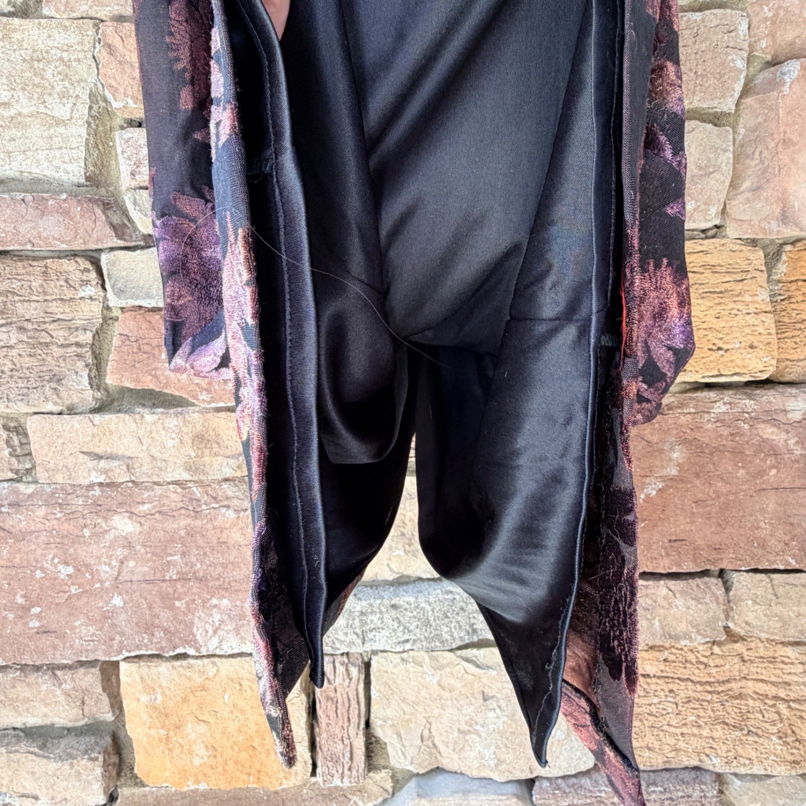 VTG Joseph Ribkoff Women 8 Whimsigoth Dark Floral Burnout Cutout Trim Maxi Dress