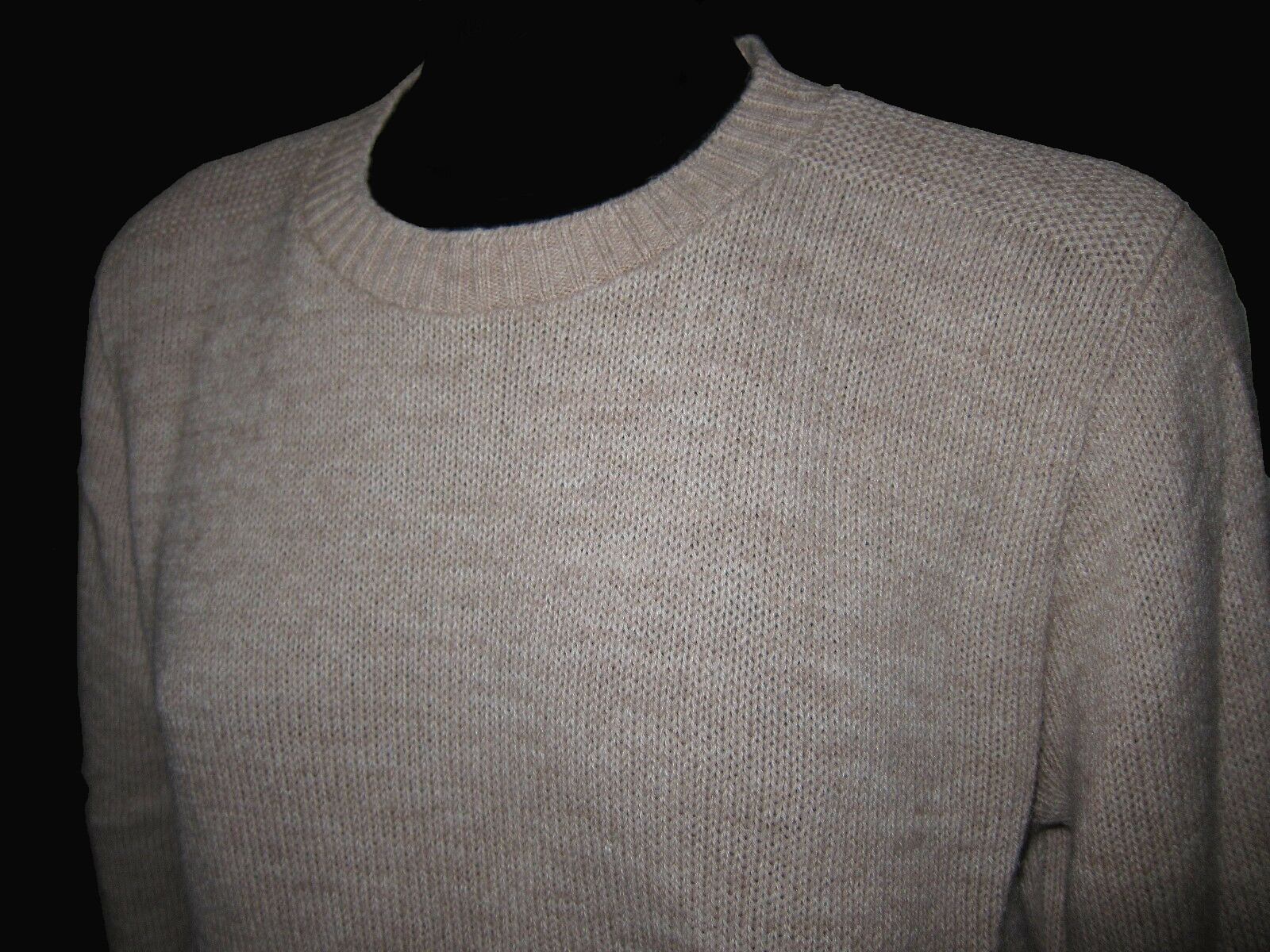 60s Vtg Billie Jo BJ Beige Tan Classic Crew Neck Sweater Modern Sz Small to Med