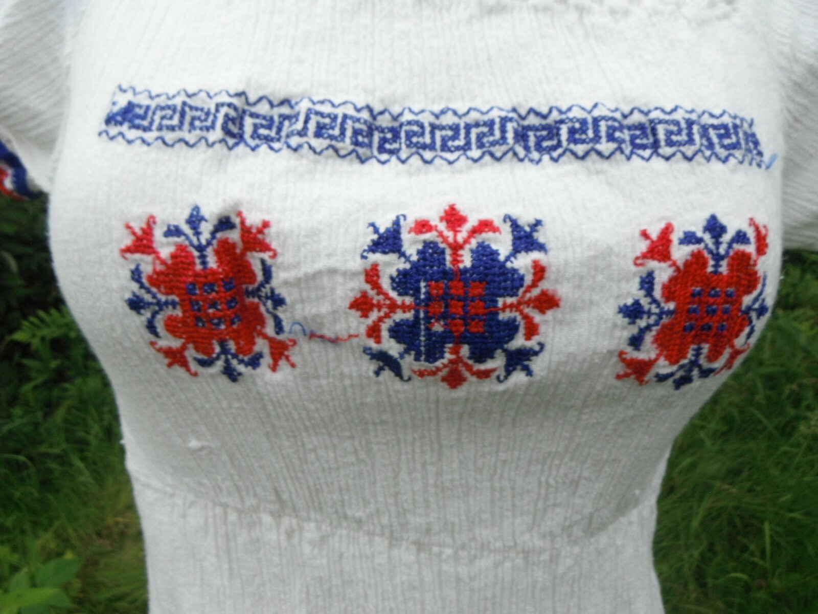 VTG. ’70’s embroidered 100% cotton made in GREECE HIPPIE BOHO peasant BLOUSE S