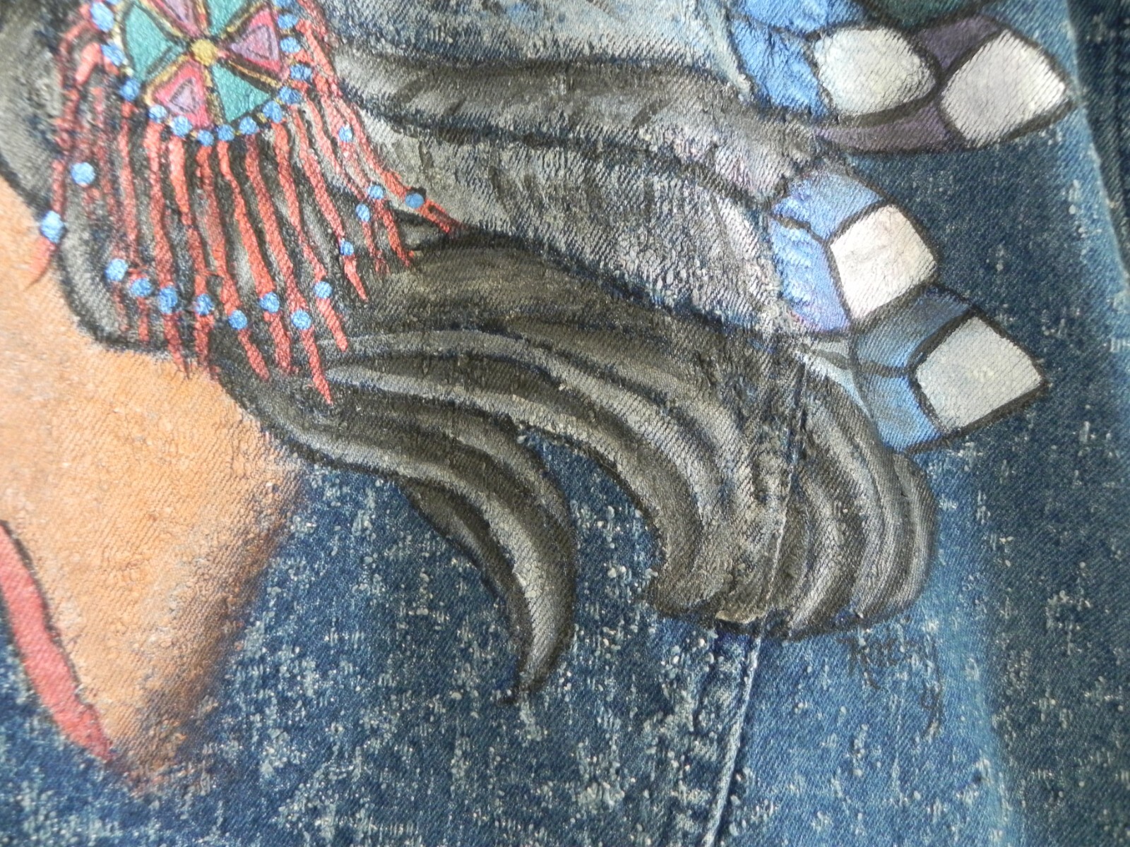 Levis One of a Kind Trucker Distressed Denim Native Chief Hand Painted Size L