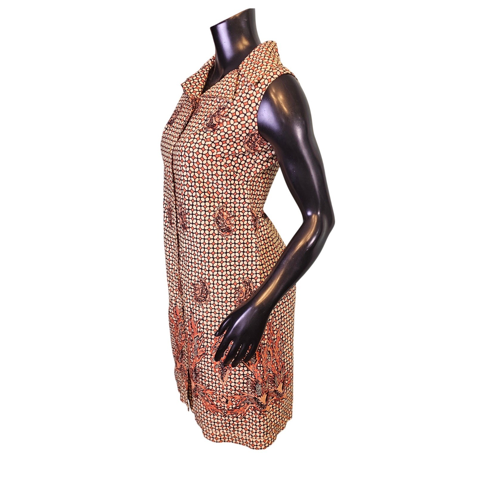 Vintage 60s Mandarin Hong Kong Batik Print Sleeveless Aline Mod Shift Dress