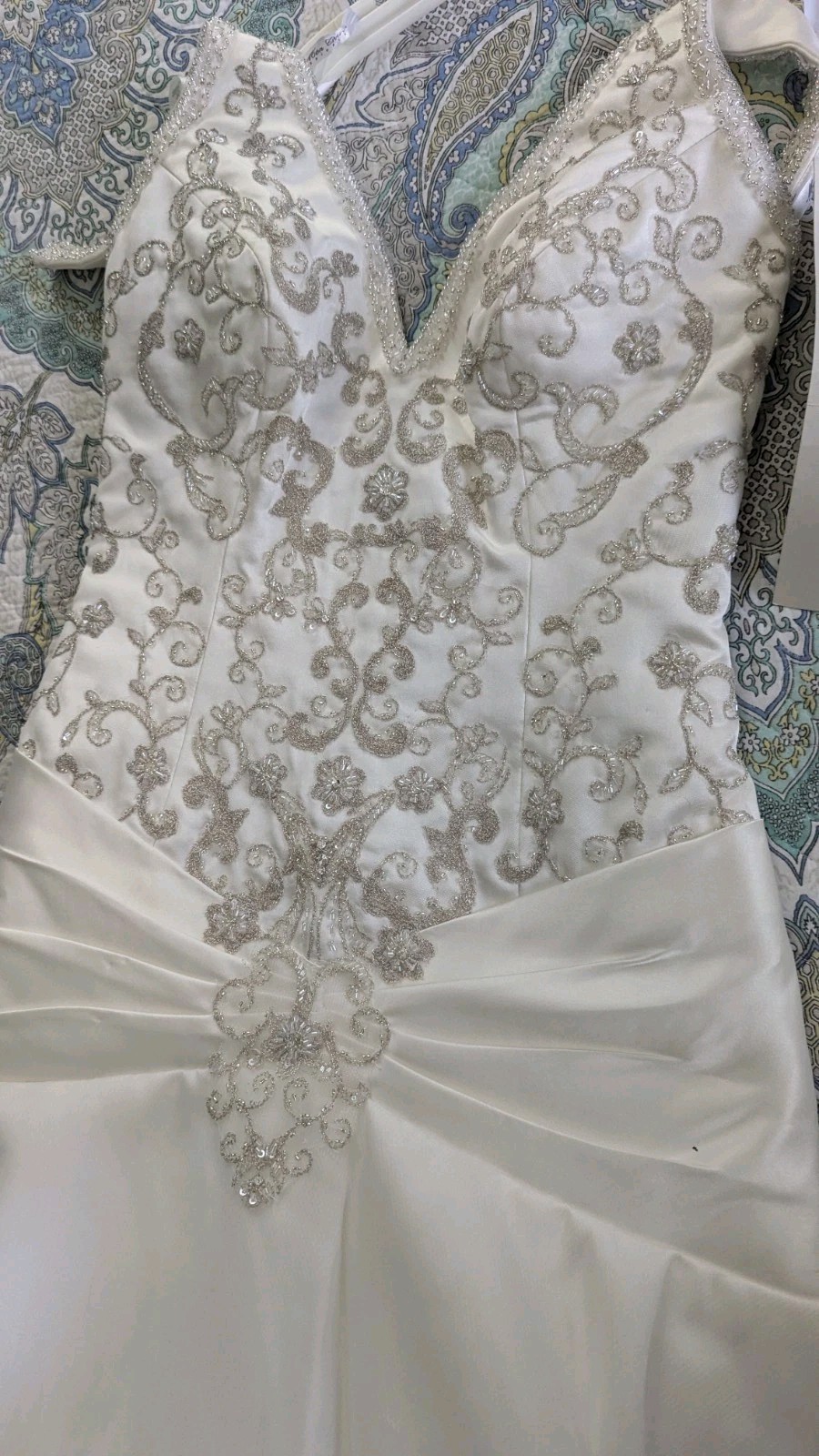 Vtg Mon Cheri Bridal Halter Beaded Wedding Gown NWT Sz 8 More Like a 4 To 6