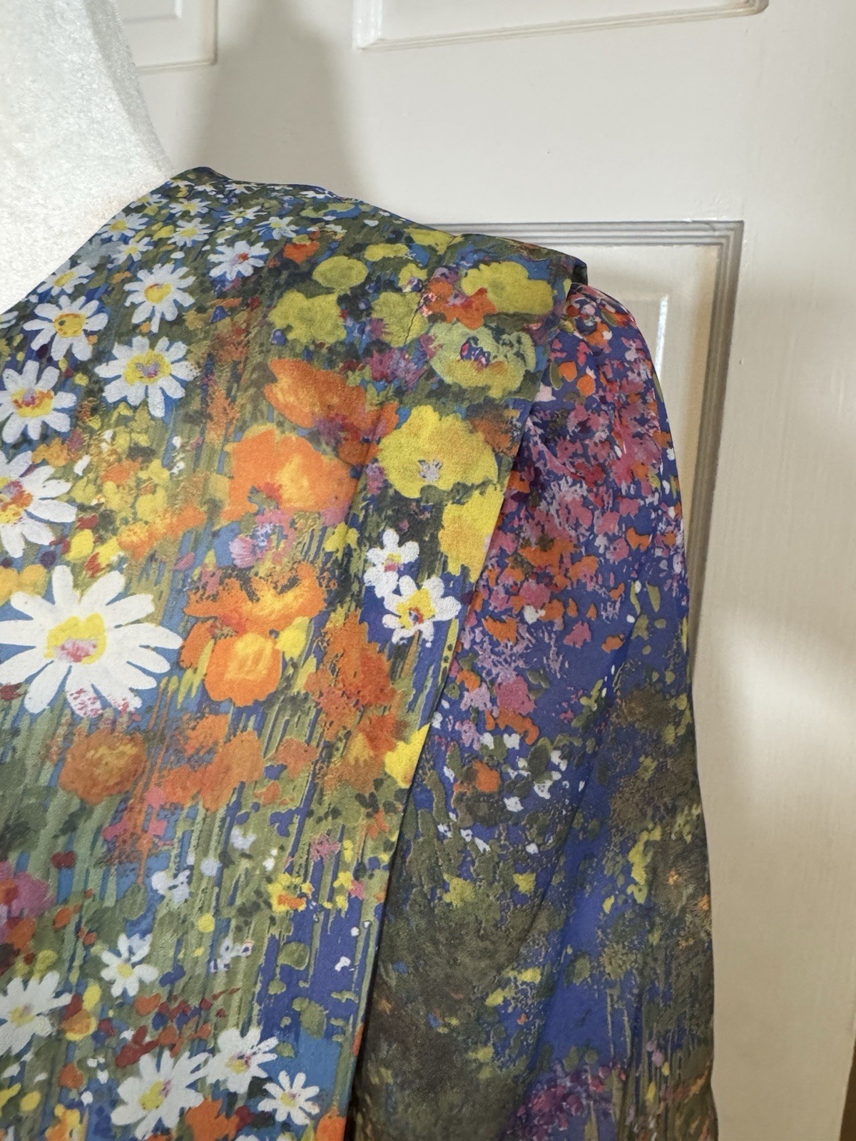 VINTAGE Lady Carol 70’s Watercolor Floral DRESS Sz 18 Shoulder Pads Pleated