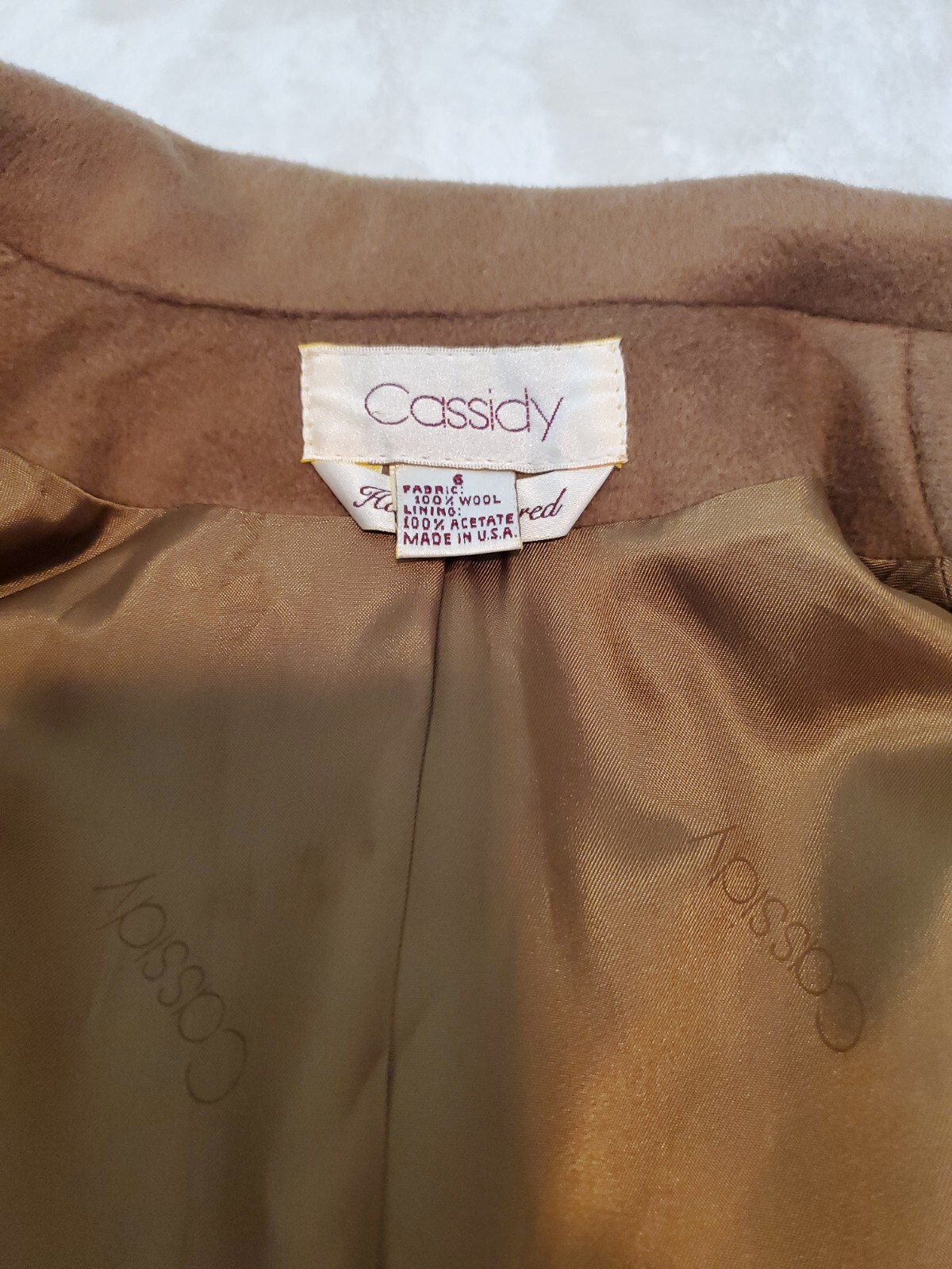 VTG Cassidy 100% Wool Coat Hand Tailored Double Breasted Coat Biege Size 6