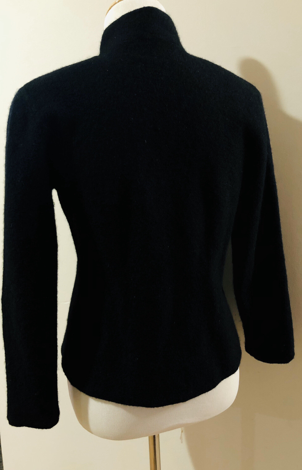Bridgetown Collection Women’s Full Zip 100% Black Wool Cardigan Sweater Size M
