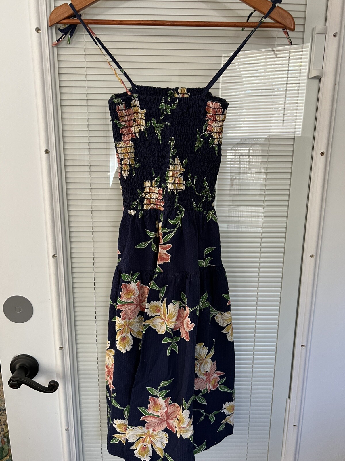 Vintage House Of Hawaii / Nani Smocked Floral Hawaiian Tropical Dress XS/S