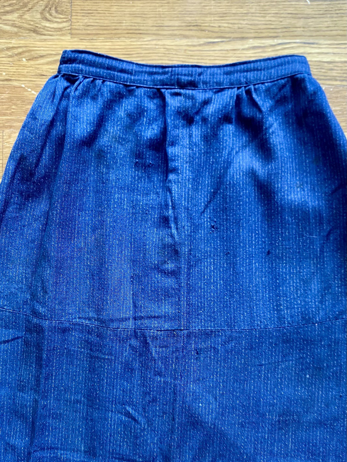 Antique 1800s early 1900s French Indigo Dyed Walking Skirt Chore Petticoat