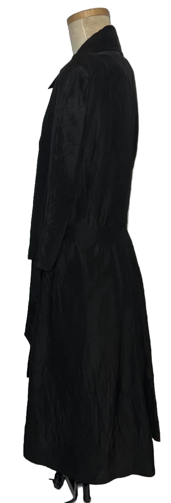 Donna Karan Size 6 vintage acetate tie waist black shirt wrap dress 90’s