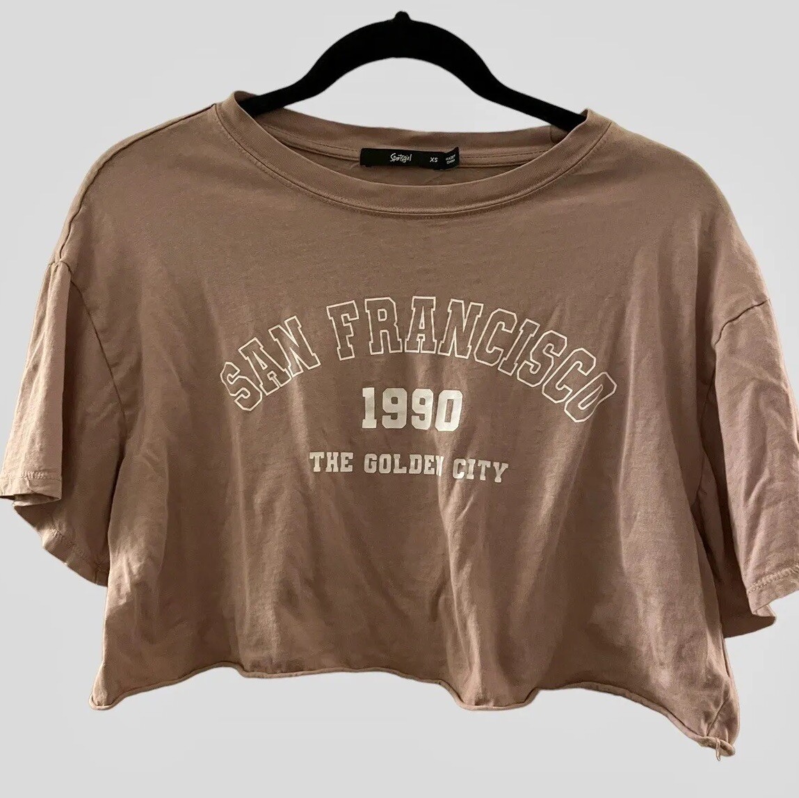 Vintage SPORTSGIRL Blouse Cropped TShirt Graphic Top Gen Z Preppy Streetwear S